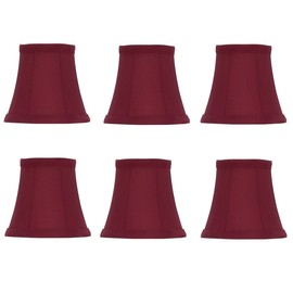 Upgradelights Set of Six 5 Inch Red Silk Barrel Chandelier Shade That Clips Onto Flame Bulbs 2.5x5x4