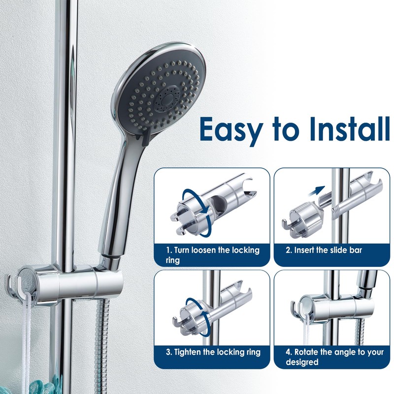 Simpeak Universal Hand Shower Holder with Hook, Adjustable Shower Holder