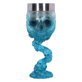 Nemesis Now Soul Spirit Goblet 19.3cm, Resin, Blue, Soul Spirit Clear Blue Skull Goblet, Emblazoned Skull Dark Design, Removable Stainless Steel Insert, Expertly Designed, Cast in Clear Blue Resin