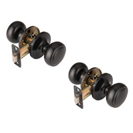 NCSEN 2 Pack Matte Black Door Knobs,Interior Door Knob with Lock,Coastal Style Door knob for Privacy and Bedroom (Closet or Hall)
