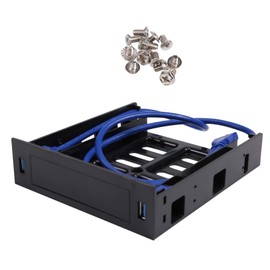 Plomevry 2 X USB 3.0 Front Panel with 3.5Inch Device/HDD or 2.5Inch SSD/HDD to 5.25 Floppy to Optical Drive Bay Tray Bracket