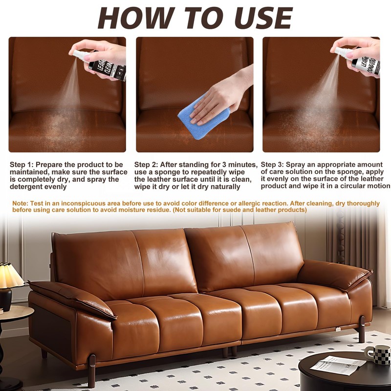 JAOJAO Leather Furniture Cleaner and Conditioner, Leather Care Kit with