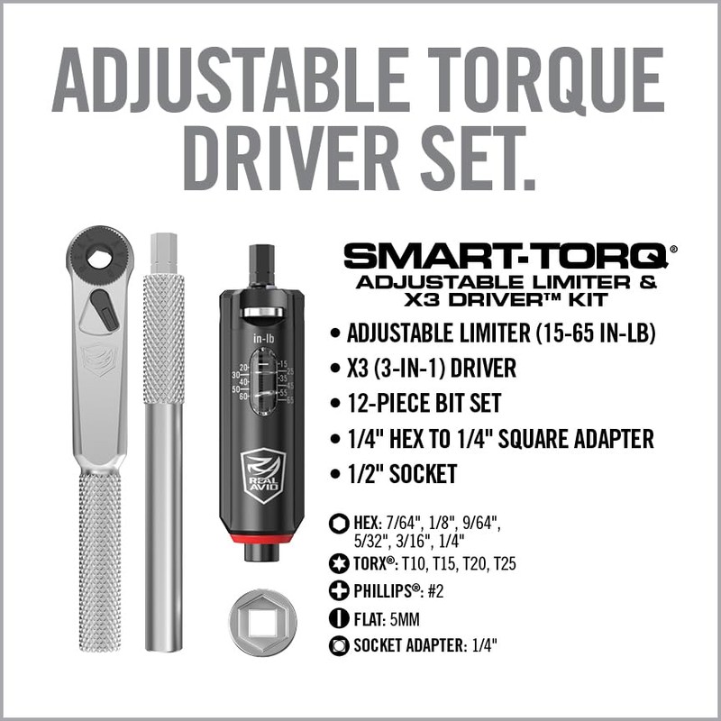 Real Avid Smart-Torq & X3 Driver Kit - Adjustable Limiter