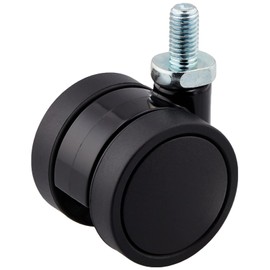 TRUSCO Screw-in Dual Wheel Caster, Elastomer Wheels, Freely, φ1.6 inches (40 mm), M8, TDE40-M8, Black