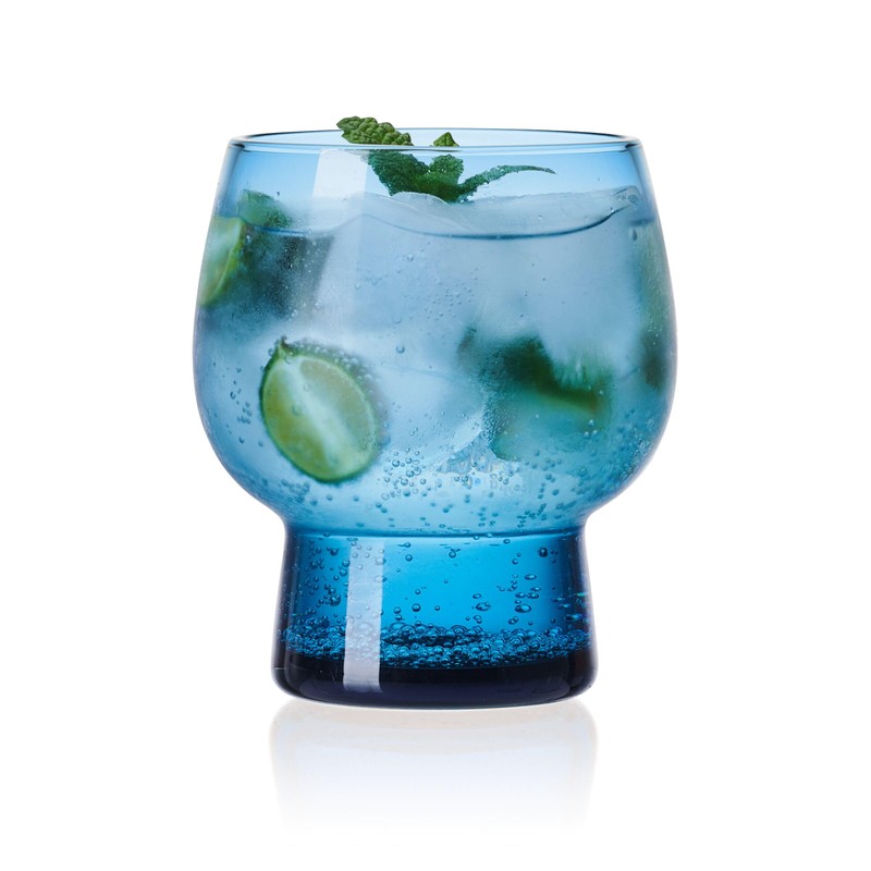 Mikasa Phoebe Double Old Fashioned Beverage, Set of 4, Blue