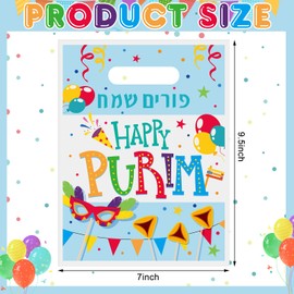 Sayglossy Sayglossy 200 Pcs 200 Pcs Purim Treat Bags 7 x 9.5 Inch Snacks Purim gift Goodie Bags Bulk with Die Cut Handles for Purim Party Favor Candy Wrap