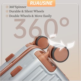 Ruausine Carry on Luggage Airline Approved, Hardside Carry-on Suitcase with Spinner Wheels, Hard Shell Lightweight Small Travel Luggage with TSA Lock (Silvery, 20 IN)