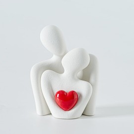 ODMYZG Mini Couple Statue,Couple Hugging Statue,Modern Abstract Art Decoration,Decorative items for TV cabinets,living rooms and bedrooms.Romantic Gifts for Valentine Anniversary Birthday (Red, M)