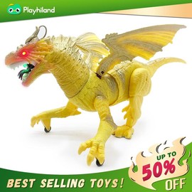 Remote Control Dinosaur Toys for Boys  girls Realistic T-Rex RC Walking Dino with Roaring, Spray, Light, Touch Sensing  with Three Type:_Yellow Dragon