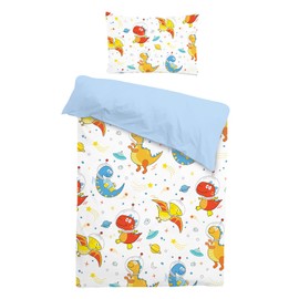 INTOMENG Kids Dinosaur Print Duvet Cover Set 135×200cm with 50×75cm Pillowcase Cartoon Animal Pattern Bedding Set for Boys 3D Dinosaur Microfibre Bedding Sets