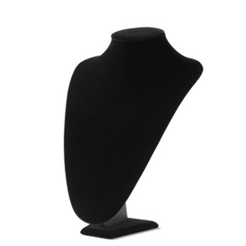 Flexzion Velvet 3D Necklace Jewelry Display Bust Stand - 3-Dimensional Freestanding Pendant Chain Chokers Lockets Holder Storage Organizer Figure, 13.7 inch (Black)