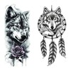 2 Blätter Temporäres Wolf Tattoo Wolf Traumfänger Tattoo Rose Tattoo