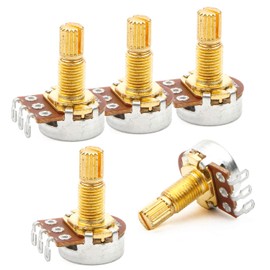 Swhmc Guitar Potentiometer Audio Volume Tone Pots Switch Control A500k Split Shaft Taper Potentiometers Gold Pack of 5