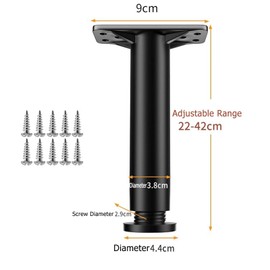 Comioke 2 x Stainless Steel Base Feet Table Feet Furniture Feet Sofa Feet Furniture Legs 22 cm Set Feet for Furniture, Furniture Feet Height Adjustable, Adjustable Furniture Feet, Furniture Legs, for