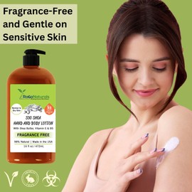 RaGaNaturals RaGaNaturals Natural Unscented Body Lotion for Dry, Sensitive Skin with Shea Butter, Avocado Oil & Vitamin E - Moisturizing, Fragrance Free Hand Lotion With Organic Essence -For Women, Men, Kids-16 Oz