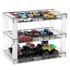 Display Case for Hot Wheels & Matchbox Cars,1/64 Scale Diecast Toy Car Storage,Parking Garage Diorama - Freestanding Storage with 3 Levels 18 Spots