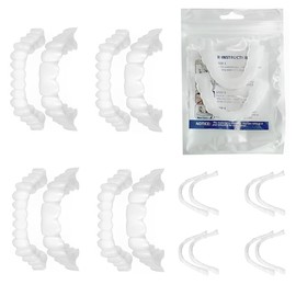 NHPY 4 Paare Lächeln Zähne Furniere, Zahnersatz Zum Aufstecken, Komfort Sofortige Kosmetische Veneers Zähne Oben Und Unten Für Männer Frauen Zahnaufhellung Schlechte Zähne Abdecken(Keine Löcher,B)