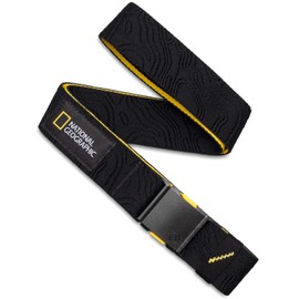 Arcade Belts A2 National Geographic Topo Unisex Adventure Belt: Heavy Duty Stretch, Metal Free Buckle, Black