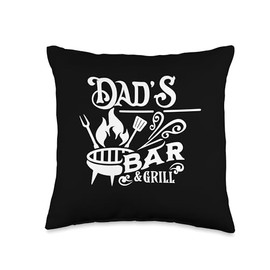 Dad's Bar and Grill Funny BBQ Father's Day Throw Pillow
