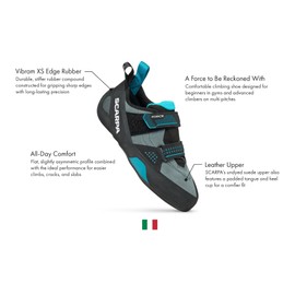 SCARPA Men's Force Rock Climbing Shoes for Gym Bouldering & Sport Climbing - Conifer/Azure - 10-10.5 Women/9-9.5 Men