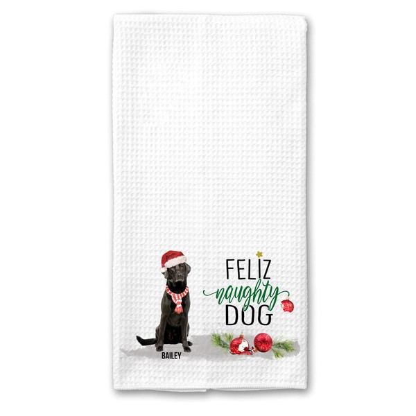 Studio 9Thirty3 Personalized Black Labrador Retriever Feliz Naughty Dog Christmas
