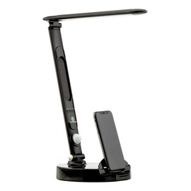 LumiCharge LED 6 in 1 Desk Lamp and Phone Charging Dock - Qi Wireless Charging pad 10W, Touch Control, Motion Light, Clock w/LED Display | Compatible with All Phone Models and Smart Watches | Black