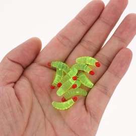 50 Pcs Soft Silicone Maggot Worm Fake Worms Fishing Bait Plastic Fresh Water Fishing Lures Soft Maggot Baits Rubber Maggots Fishing Bait for Trout, Crappie Bread Worm Fishing Worms(0.8 Inch)