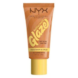 NYX Professional Makeup Buttermelt Glaze Skin Tint, Base de Maquillaje Formulada con Niacinamida, Dura Hasta 12 Horas, Protección Solar FPS30, Tono Almond Butta (Beige Oscuro), 30 ml