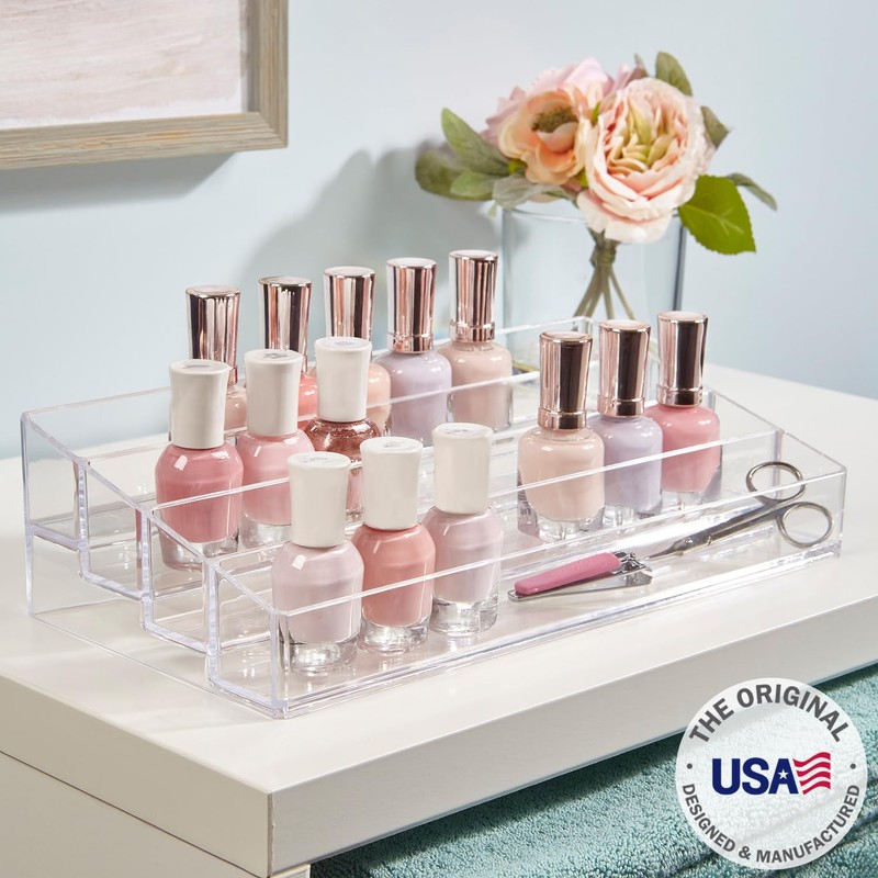 STORi Multi-Level Nail Polish Bottle Holder | Clear Plastic Organizer