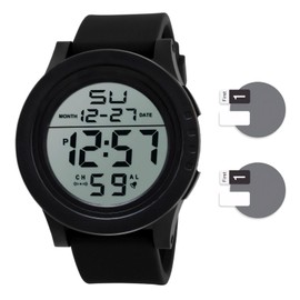 Digital Watch,Digital Watches for Men,Mens Digital Watch,with Led Backlight,Suitable for Football,Training,Running,Cycling and Students,with 2 Watch Face Films