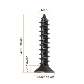 sourcing map M3.5 x 18mm Wood Screws Phillips Flat Head Carbon Steel Self Tapping Screws Black 200pcs