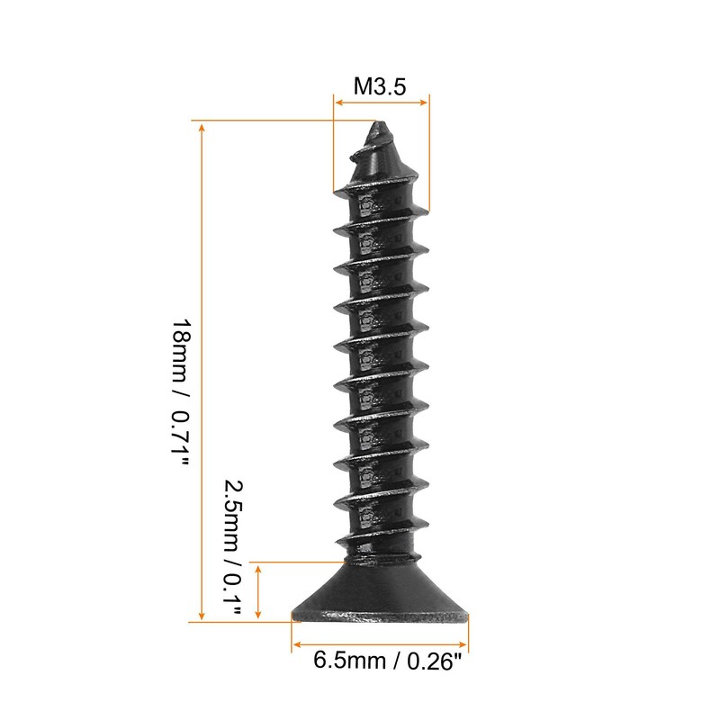 sourcing map M3.5 x 18mm Wood Screws Phillips Flat Head