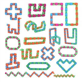 20Pcs Fidget Wacky Tracks Toys Bulks Snap Fidgets Snake Click Toys Gifts for Kids Travel Birthday Goodie Bag Stuffers Classroom Prizes Sunday School Supplies Autism Stress Relief Adults