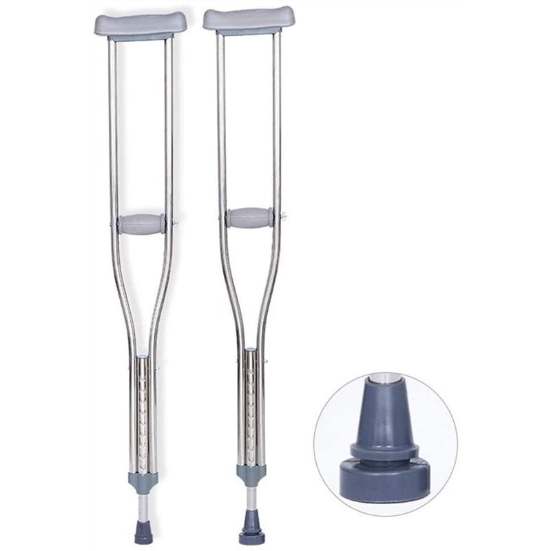 Tall Adult Walking Crutch (Pair), Lightweight Stainless Steel Lower crutched