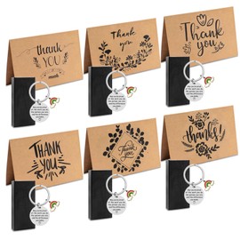 Pletmin Thank You Teacher Gifts with Rainbow Keyring, 6 Packs Leaving Gifts for Colleagues Thank You Card with Envelope Stainless Steel Inspirational Keychain for Thanksgiving Christmas