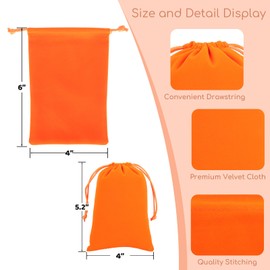 Tapleap Velvet Bags, Orange Jewelry Pouch, 4x6 inches Small Drawstring Pouch, For Wrapping Mini Gift, Coin, Bracelet
