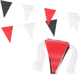 PATIKIL 100ft Pennant Banner Flags, Warning Flagging Banner Safety Flag Barrier Signs for Perimeter Making Traffic Control Party Events, 45 Flags Red White Black