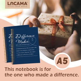 Lacama Difference Maker Gift Notebook Journal, Motivational Notebook, Thank You Gifts for Teacher Nurse Coworkers Leader Mentor, Meeting Notebook for Work, Bible Study Hardcover Spiral Notebook（Blue）