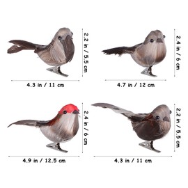 Veemoon Artificial Birds, 4pcs Clip on Sparrow Realistic Foam Birds for Decorative Hanging Ornaments Yard Patio Wreath Designs Garden Decoration (Random Colors)