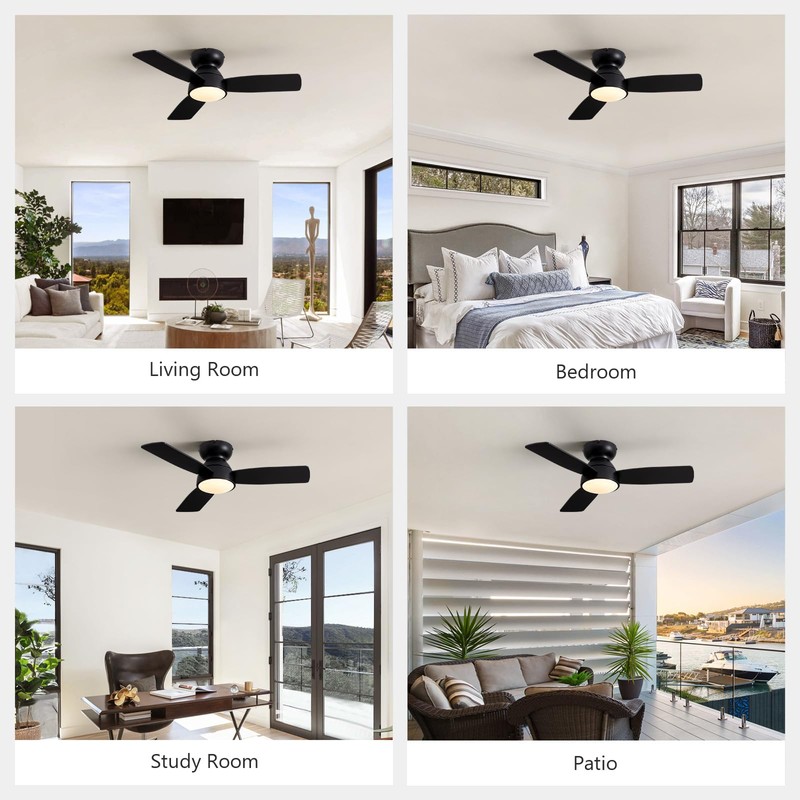 MOOONICHE 32" Ceiling Fan with Light and Remote, Small Quiet