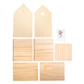 Rayher 70053505 Nesting Box Kit Wood FSC Certified 19 x 14 x 25 cm Small Bird House for Painting Natural