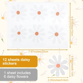 72 Pcs Daisy Wall Stickers,Small Flower Daisies Sticker to Decorate Phone,PVC Colorful Y2k Floral Wall Decor Vinyl Peel and Stick Flowers Stickers for Teen Girls Boy Kids Nursery Bedroom Kindergarten