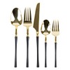 PlasticPro 20 Count Gold and Black Plastic Dinner Forks Premium