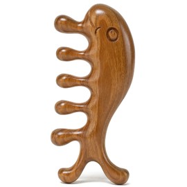Moreinday Wooden Massage Comb, Wooden Scalp Massager, Scalp Gua Sha for Stress Relax, Loc Comb for Sisterlocks - Green Sandalwood