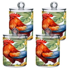 Zhirexin Sunflower Rooster 2PC Airtight Transparent Plastic Storage Jar, Food Storage Container Glass, Can Store Candy, Salt, Coffee Beans, With lid, Easy To Use