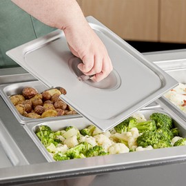 TrueCraftware- Half Size Slotted Stainless Steel Anti-Jamming Steam Pan Cover 24 Gauge- Notched Anti-Jam Steam Table Pan Lid Catering Metal Food Pan Cover for Restaurant Family Events Catering