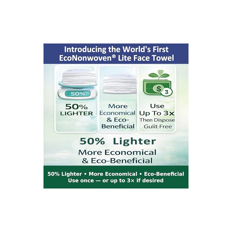 Econonwoven Lite Toallas Faciales Desechables Pulgadas Unidades Limpieza Facial Eliminación