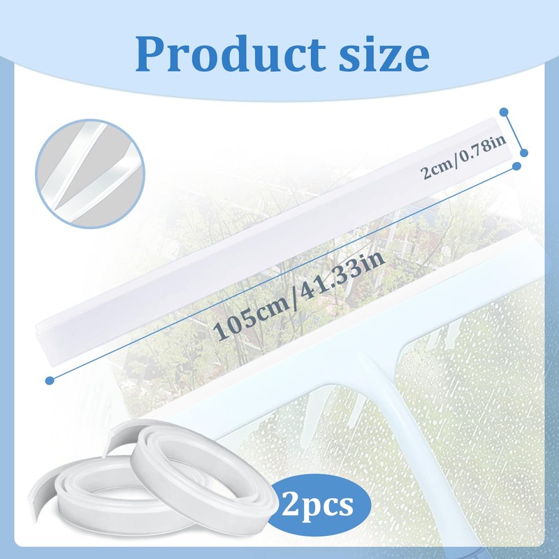 Pcmursal 2 Pieces Squeegee Replacement Rubber Blades, 41 Inch Silicone
