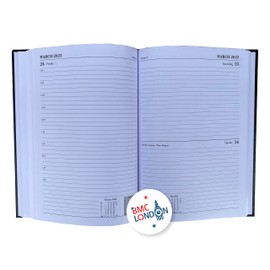 2022-2023 Size A5 Academic Diary mid-Year Day to a Page Appointment Diary - by BMC LONDON (Black)