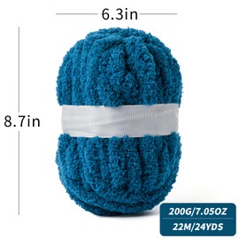 10 Pack Indigo Jumbo Thick Yarn, Chenille Yarn for Crocheting, Chunky Yarn for Hand Knitting, Soft Plush Yarns, 240yds/70.5oz Super Bulky Blanket Crochet Yarns